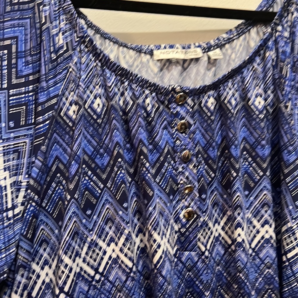 Notations Women’s Plus Size Blue Patterned Stretc… - image 5